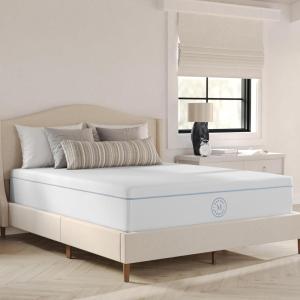 imageMartha Stewart SleepComplete Queen Mattress in a Box MediumFirm TripleAction Cooling Gel Memory Foam Mattress Removable Coolweave Jacquard Cover 12quot WhiteQueen
