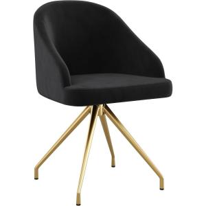 imageMartha Stewart Sora Stationary Swivel Task Chair with Sloped Arms for Home Office in White Boucle with Oil Rubbed Bronze FrameBlack VelvetPolished Nickel