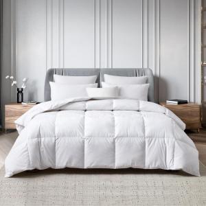 imageMartha Stewart Tencel LyocellCotton Blend White Goose Feather and Down Fiber Comforter  Medium Weight All Season Warmth  FullQueen SizeKing
