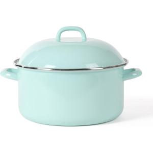 imageMartha Stewart Thayer 64Quart Enamel On Steel Scratch Resistant Dutch Oven wLid  Martha Blue Induction Safe64Quart Dutch Oven