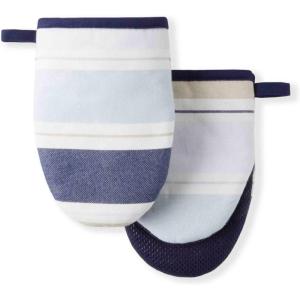 imageMartha Stewart Thin Stripe Mini Oven Mitt 2Pack Set Blue 55quotX8quotThin Stripe