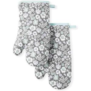 imageMartha Stewart Thin Stripe Oven Mitt 2Pack Set Blue 7quotx13quotDitsy Floral