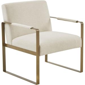 imageMartha Stewart Upholsterd Accent Chair Living Room Furniture  Modern Design Comfortable Foam Seat Cushion Bedroom Lounge Sophisticated Finished Sturdy Frame CreamGold 285quot W x 29quot D x 325quot HCream