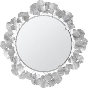 imageMartha Stewart Wall Dcor Large Gingko Leaf Round Wall Mirror for Living Room Iron Metal Plate Frame Antique Finish Ready to Hang Bedroom Decoration Eden 305quot GoldSilver