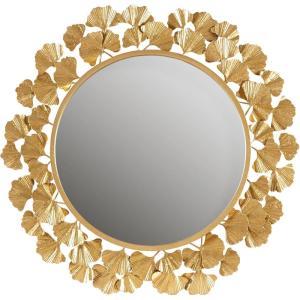 imageMartha Stewart Wall Dcor Large Gingko Leaf Round Wall Mirror for Living Room Iron Metal Plate Frame Antique Finish Ready to Hang Bedroom Decoration Eden 305quot GoldGold