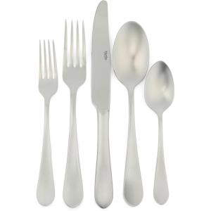 imageMartha Stewart Watercliffe 16 pc Flatware Set Stainless Steel wABS Handle  Warm GreyAlness Mirror Polish