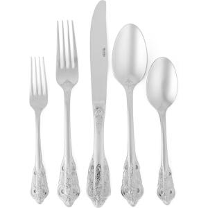 imageMartha Stewart Watercliffe 16 pc Flatware Set Stainless Steel wABS Handle  Warm GreyPerrine Mirror Polish