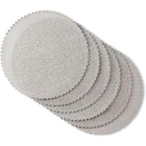 imageMartha Stewart Woven Water Resistant Lindos Placemat Set 6Pack 15quot Round BeigeGray