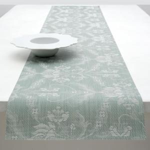imageMartha by Martha Stewart  Chilewich Damask Table Runner in Flax  Easy Care Woven Textile  IndoorOutdoor  StainFade Resistant  14quot x 72quotAbalone