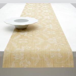 imageMartha by Martha Stewart  Chilewich Damask Table Runner in Flax  Easy Care Woven Textile  IndoorOutdoor  StainFade Resistant  14quot x 72quotWheat