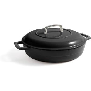 imageMartha by Martha Stewart 5 QT European Enameled Cast Iron Dutch Oven wLid  CobblestoneObsidian