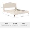 imageMartha Stewart Amelia Platform Bed with Curved Headboard and Cushioned Side Rails Faux Linen Upholstery Wood Slat Foundation No Box Spring Needed Queen BeigeBeige FabricWalnut Legs