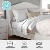 imageMartha Stewart Amelia Platform Bed with Curved Headboard and Cushioned Side Rails Faux Linen Upholstery Wood Slat Foundation No Box Spring Needed Queen BeigeOffwhite BoucleLight Beech Legs