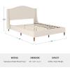 imageMartha Stewart Amelia Platform Bed with Curved Headboard and Cushioned Side Rails Faux Linen Upholstery Wood Slat Foundation No Box Spring Needed Queen BeigeBeige FabricWalnut Legs