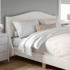 imageMartha Stewart Amelia Platform Bed with Curved Headboard and Cushioned Side Rails Faux Linen Upholstery Wood Slat Foundation No Box Spring Needed Queen BeigeOffwhite BoucleLight Beech Legs