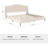 imageMartha Stewart Amelia Platform Bed with Curved Headboard and Cushioned Side Rails Faux Linen Upholstery Wood Slat Foundation No Box Spring Needed Queen BeigeBeige FabricWalnut Legs