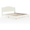 imageMartha Stewart Amelia Platform Bed with Curved Headboard and Cushioned Side Rails Faux Linen Upholstery Wood Slat Foundation No Box Spring Needed Queen BeigeOffwhite BoucleLight Beech Legs