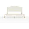 imageMartha Stewart Amelia Platform Bed with Curved Headboard and Cushioned Side Rails Faux Linen Upholstery Wood Slat Foundation No Box Spring Needed Queen BeigeOffwhite BoucleLight Beech Legs