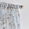 imageMartha Stewart Annabelle Floral Sheer Rod Pocket Single Curtain Panel 84quot LinenAqua