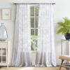 imageMartha Stewart Aster Acanthus SemiSheer Rod Pocket Window Curtain Panel Pair 84quot WhiteWhite