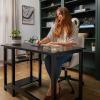 imageMartha Stewart Beckett Modern Trestle Desk with Open Side Shelving in Black Wood Grain FinishBlack Wood Grain