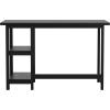 imageMartha Stewart Beckett Modern Trestle Desk with Open Side Shelving in Black Wood Grain FinishBlack Wood Grain