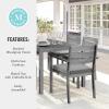 imageMartha Stewart Bedford 7 Piece Aluminum Patio Set with 62quot Table and 6 Stackable Chairs with Gray Brushed Woodgrain Finish Gray AllWeather Seat CushionsGrey