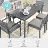imageMartha Stewart Bedford 7 Piece Aluminum Patio Set with 62quot Table and 6 Stackable Chairs with Gray Brushed Woodgrain Finish Gray AllWeather Seat CushionsGrey