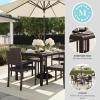 imageMartha Stewart Bedford 7Piece IndoorOutdoor Dining Set with 6 Stackable Chairs and 62quot Patio Table with Faux Wood Top and Rattan Wicker Finish in GrayBrown