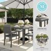 imageMartha Stewart Bedford 7Piece IndoorOutdoor Dining Set with 6 Stackable Chairs and 62quot Patio Table with Faux Wood Top and Rattan Wicker Finish in GrayGrey