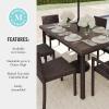 imageMartha Stewart Bedford 7Piece IndoorOutdoor Dining Set with 6 Stackable Chairs and 62quot Patio Table with Faux Wood Top and Rattan Wicker Finish in GrayBrown