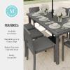 imageMartha Stewart Bedford 9Piece IndoorOutdoor Dining Set with 6 Stackable Chairs and 71quot Patio Table with Faux Wood Top and Rattan Wicker Finish in GrayGrey