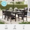 imageMartha Stewart Bedford 9Piece IndoorOutdoor Dining Set with 6 Stackable Chairs and 71quot Patio Table with Faux Wood Top and Rattan Wicker Finish in GrayBrown