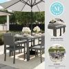 imageMartha Stewart Bedford 9Piece IndoorOutdoor Dining Set with 6 Stackable Chairs and 71quot Patio Table with Faux Wood Top and Rattan Wicker Finish in GrayGrey
