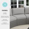 imageMartha Stewart Bedford IndoorOutdoor Modular Patio Curved Sectional Sofa Seat with Rattan Wicker Finish in Brown with Tan AllWeather CushionsGray CushionsGray Frame