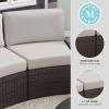 imageMartha Stewart Bedford IndoorOutdoor Modular Patio Curved Sectional Sofa Seat with Rattan Wicker Finish in Brown with Tan AllWeather CushionsTan CushionsBrown Frame