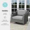 imageMartha Stewart Bedford Set of 2 IndoorOutdoor Patio Chairs with 360 Swivel Functionality and Rattan Wicker Finish in Gray with Gray AllWeather CushionsGray CushionsGray Frame