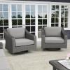 imageMartha Stewart Bedford Set of 2 IndoorOutdoor Patio Chairs with 360 Swivel Functionality and Rattan Wicker Finish in Gray with Gray AllWeather CushionsGray CushionsGray Frame