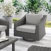 imageMartha Stewart Bedford Set of 2 IndoorOutdoor Patio Chairs with 360 Swivel Functionality and Rattan Wicker Finish in Gray with Gray AllWeather CushionsGray CushionsGray Frame