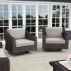 imageMartha Stewart Bedford Set of 2 IndoorOutdoor Patio Chairs with 360 Swivel Functionality and Rattan Wicker Finish in Gray with Gray AllWeather CushionsTan CushionsBrown Frame
