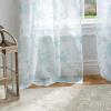 imageMartha Stewart Bellefield Floral Sheer Rod Pocket Window Curtain Panel Pair 84quot LinenAqua