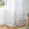 imageMartha Stewart Bellefield Floral Sheer Rod Pocket Window Curtain Panel Pair 84quot LinenLinen