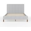 imageMartha Stewart Britta Platform Bed with Headboard ampamp Footboard Faux Linen Upholstery with Piping Detail Rounded Headboard No Box Spring Needed Queen BeigeGray FabricWalnut Legs