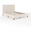 imageMartha Stewart Britta Platform Bed with Headboard ampamp Footboard Faux Linen Upholstery with Piping Detail Rounded Headboard No Box Spring Needed Queen BeigeBeige FabricWalnut Legs