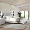 imageMartha Stewart Britta Platform Bed with Headboard ampamp Footboard Faux Linen Upholstery with Piping Detail Rounded Headboard No Box Spring Needed Queen BeigeGray FabricWalnut Legs