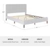 imageMartha Stewart Britta Platform Bed with Headboard ampamp Footboard Faux Linen Upholstery with Piping Detail Rounded Headboard No Box Spring Needed Queen BeigeGray FabricWalnut Legs