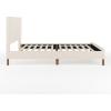 imageMartha Stewart Britta Platform Bed with Headboard ampamp Footboard Faux Linen Upholstery with Piping Detail Rounded Headboard No Box Spring Needed Queen BeigeBeige FabricWalnut Legs