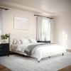 imageMartha Stewart Britta Platform Bed with Headboard ampamp Footboard Faux Linen Upholstery with Piping Detail Rounded Headboard No Box Spring Needed Queen BeigeBeige FabricWalnut Legs