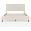 imageMartha Stewart Britta Platform Bed with Headboard ampamp Footboard Faux Linen Upholstery with Piping Detail Rounded Headboard No Box Spring Needed Queen BeigeBeige FabricWalnut Legs