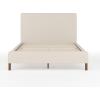 imageMartha Stewart Britta Platform Bed with Headboard ampamp Footboard Faux Linen Upholstery with Piping Detail Rounded Headboard No Box Spring Needed Queen BeigeBeige FabricWalnut Legs